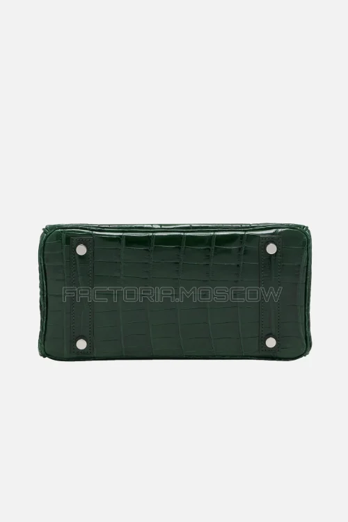 Hermes Birkin 25 Shiny Vert Fonce Niloticus Crocodile PHW