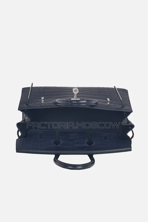 Hermes Birkin Sellier 25 Matte Bleu Indigo Alligator PHW