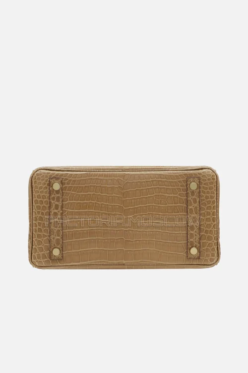 Hermes Birkin 25 Shiny Beige Sable Porosus Crocodile GHW