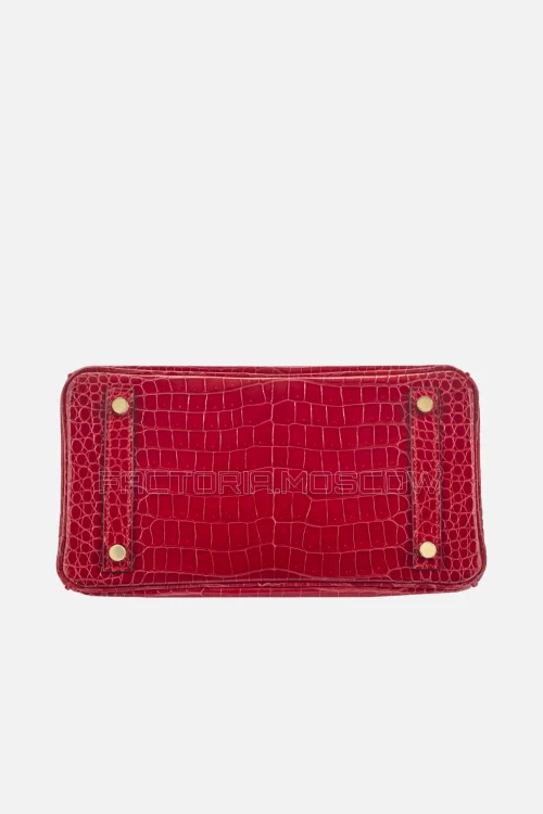 Hermes Birkin 25 Shiny Rouge De Coeur Porosus Crocodile GHW