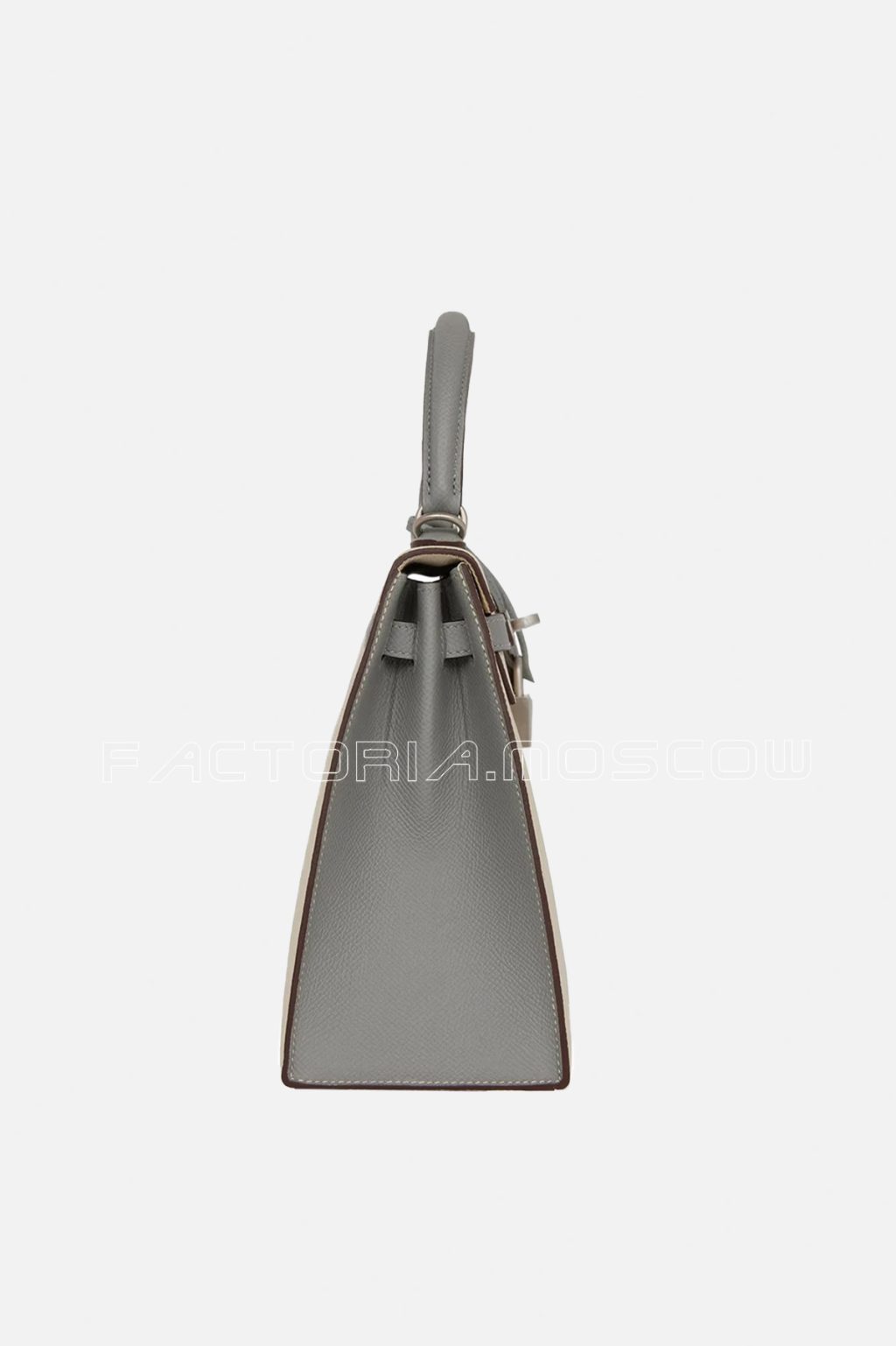 Hermès Special Order (HSS) Kelly Sellier 25 Craie and Gris Mouette Epsom Brushed PHW
