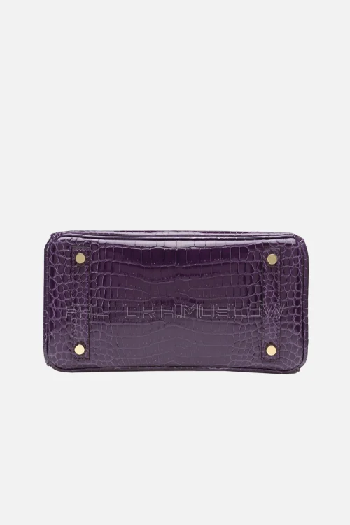 Hermes Birkin 25 Shiny Cassis Porosus Crocodile GHW