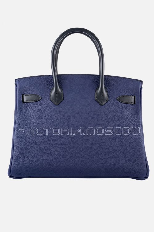 Hermes Birkin 30 Bleu Encre Clemence/Bleu Obscur Sombrero GHW