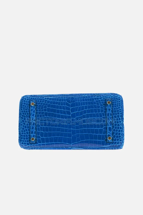 Hermes Birkin 30 Shiny Porosus Crocodile Bleu Izmir GHW