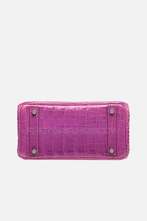 Hermes Birkin 25 Shiny Violet Porosus Crocodile PHW