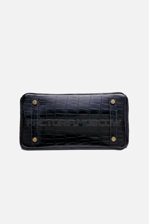 Hermes Birkin 25 Shiny Bleu Marine Niloticus Crocodile GHW