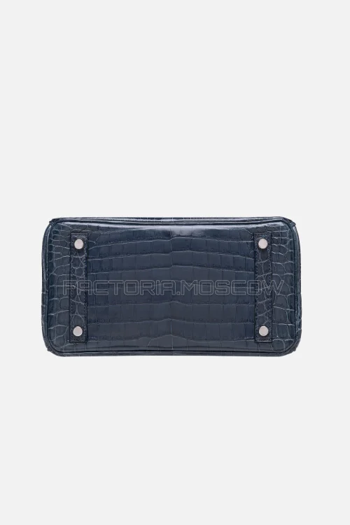 Hermes Birkin 25 Shiny Bleu Abysse Niloticus Crocodile PHW
