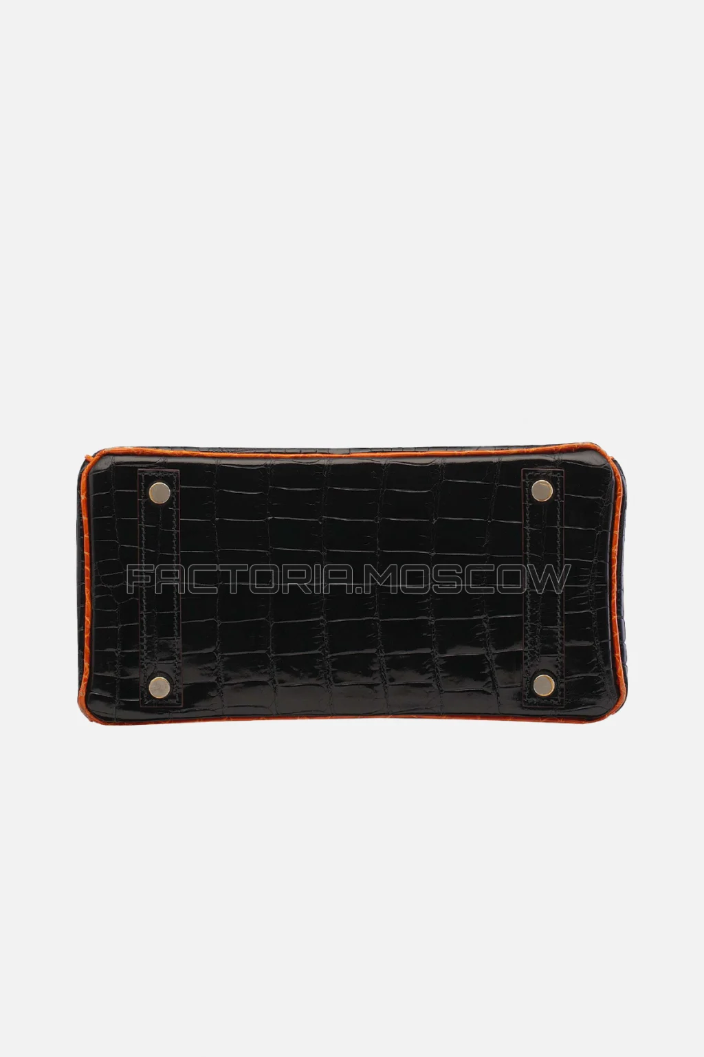 Hermes Birkin 25 Shiny Black/Orange Niloticus Crocodile PHW