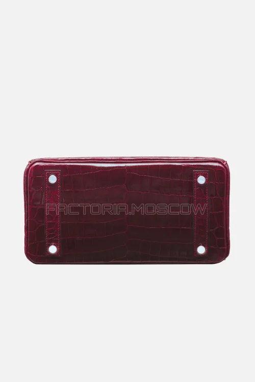Hermes HSS Birkin 25 Shiny Bordeaux/Bleu Marine Niloticus Crocodile PHW