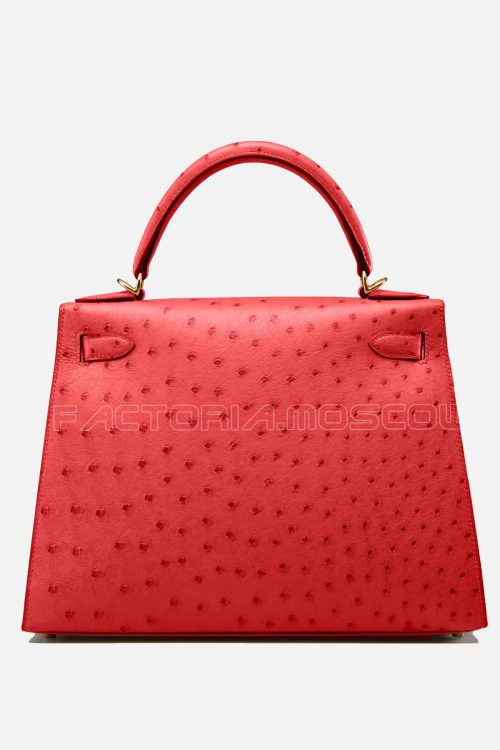 Hermes Kelly Sellier 28 Ostrich Rouge Vif GHW