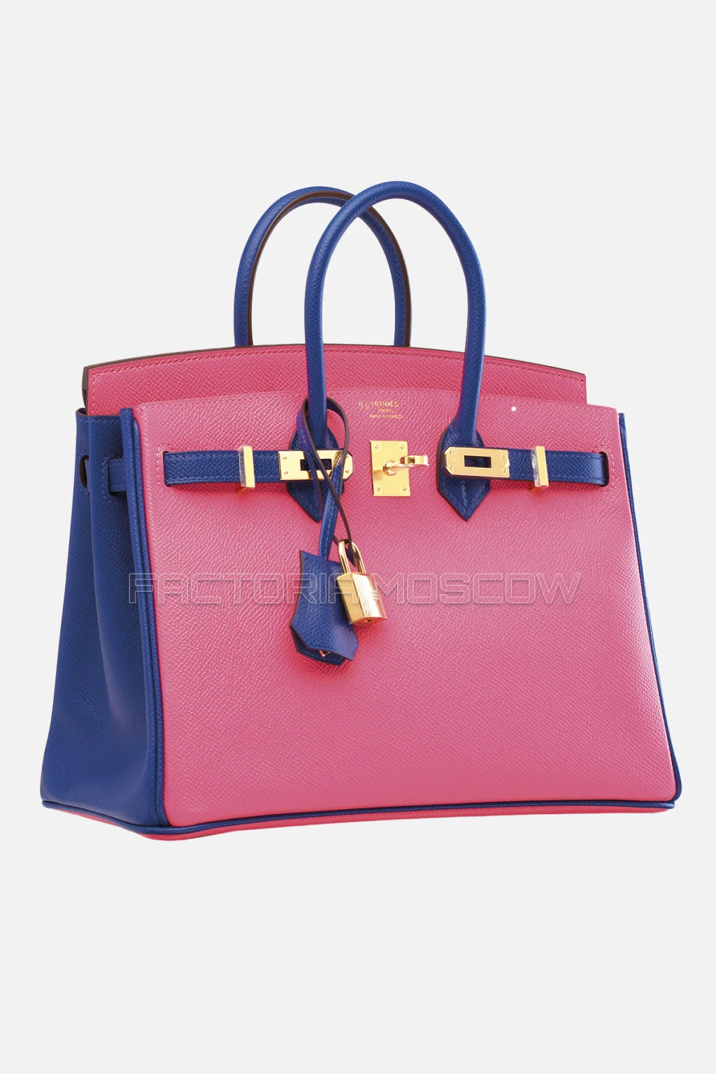 Hermes HSS Birkin 25 Epsom Rose Azalee/Bleu Electrique GHW