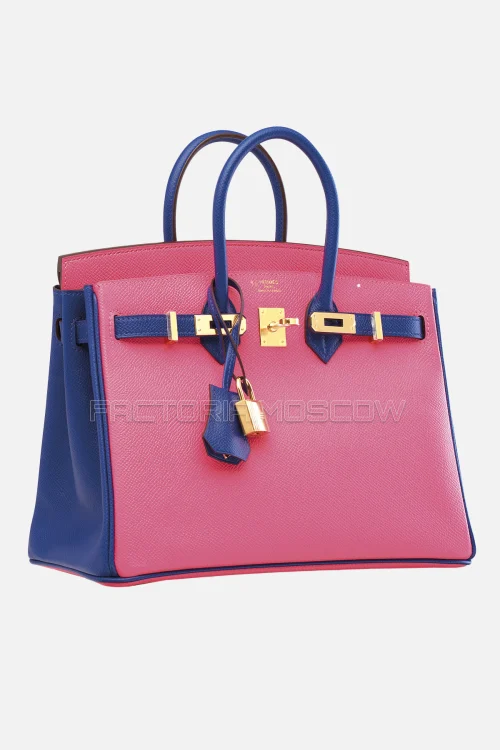 Hermes HSS Birkin 25 Epsom Rose Azalee/Bleu Electrique GHW