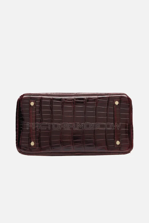 Hermes Birkin 30 Shiny Bourgogne Porosus Crocodile GHW