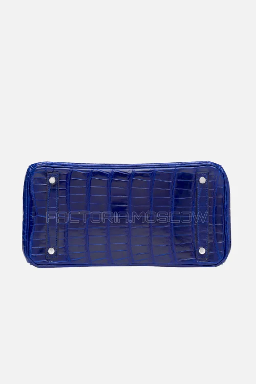 Hermes Birkin 30 Shiny Bleu Saphir Porosus Crocodile PHW