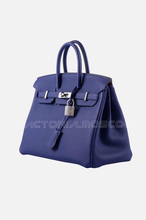 Hermes Birkin 25 Verso Blue Encre & Orange Togo PHW