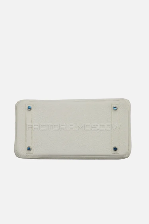 Hermes Birkin 30 White/Bleu Marine Clemence PHW