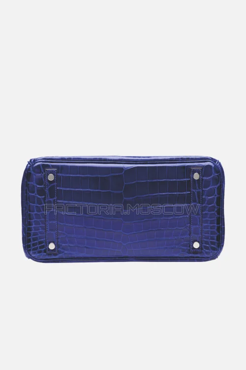 Hermes Birkin 30 Shiny Bleu Électrique Niloticus Crocodile PHW