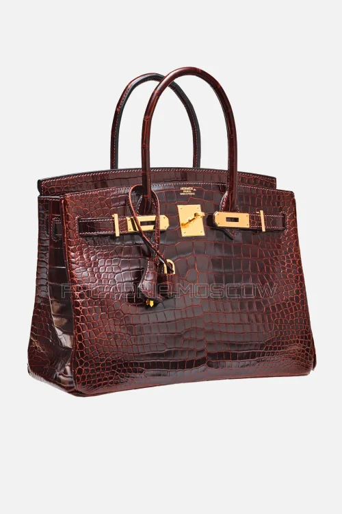 Hermes Birkin 30 Shiny Cocoan Porosus Crocodile GHW