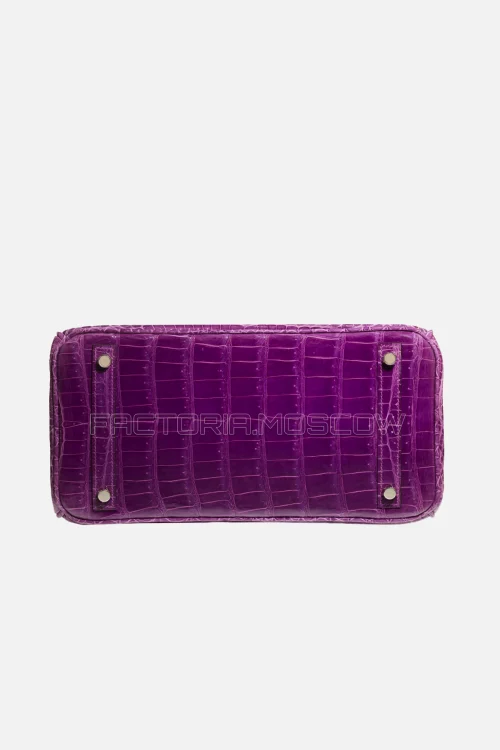 Hermes Birkin 30 Shiny Violet Porosus Crocodile PHW