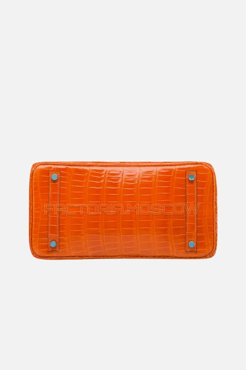 Hermes Birkin 30 Shiny Orange H Porosus Crocodile PHW