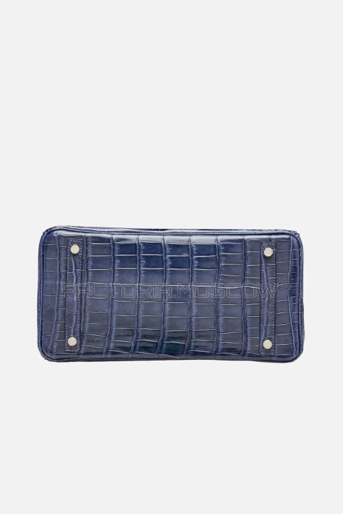 Hermes Birkin 30 Shiny Bleu Adysse Porosus Crocodile PHW