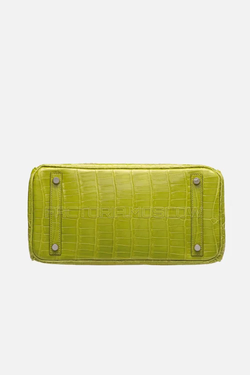 Hermes Birkin 30 Shiny Vert Chartreuse Porosus Crocodile PHW