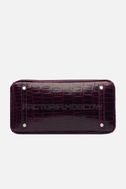 Hermes Birkin 30 Shiny Cassis Porosus Crocodile PHW