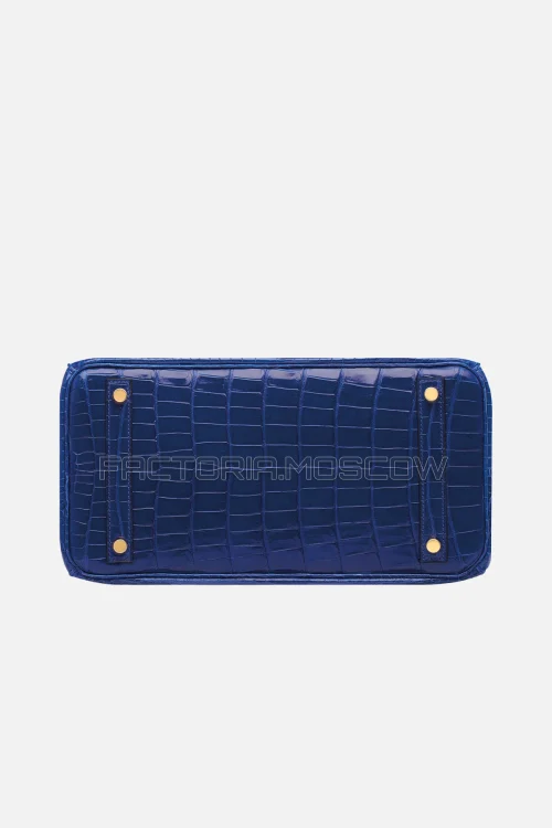 Hermes Birkin 30 Shiny Bleu Électrique Porosus Crocodile GHW