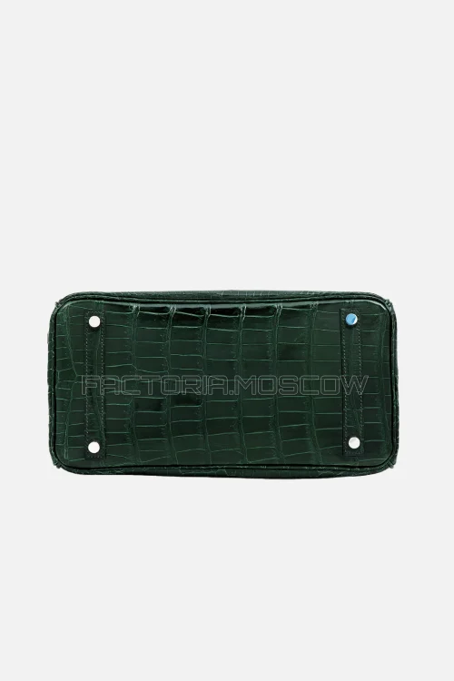 Hermes Birkin 30 Shiny Vert Fonce Porosus Crocodile PHW