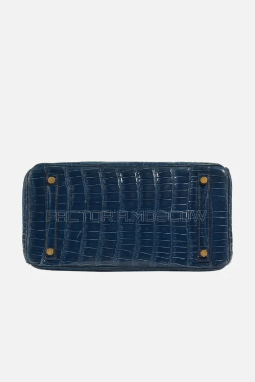 Hermes Birkin 30 Shiny Bleu Roi Porosus Crocodile GHW