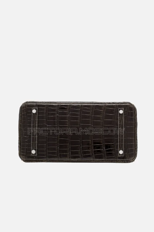 Hermes Birkin 30 Shiny Gris Fonce Porosus Crocodile PHW