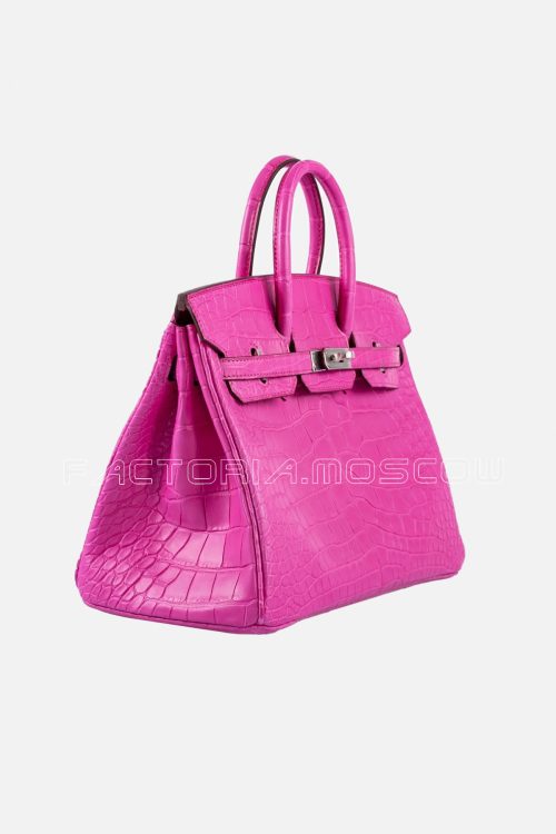 Hermes Birkin 25 Matte Rose Shocking Alligator PHW