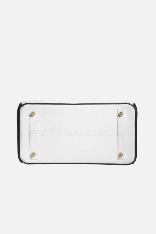 Hermes Birkin 30 Clemence White/Black With Brushed Gold Hardware