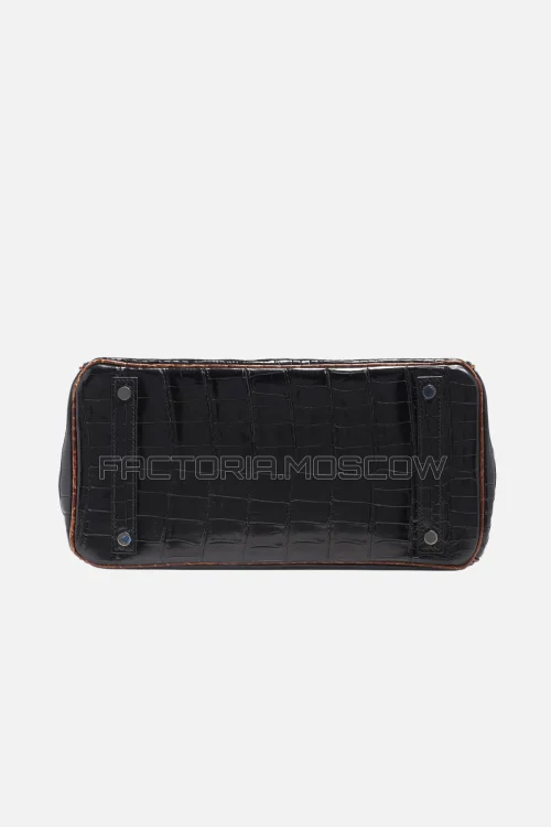 Hermes Birkin 30 Shiny Black/Miel Niloticus Crocodile Phw