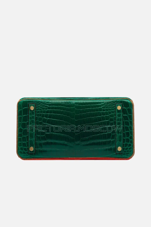 Hermes Birkin 30 Shiny Vert Emeraude, Geranium, Ficelle Niloticus Crocodile GHW