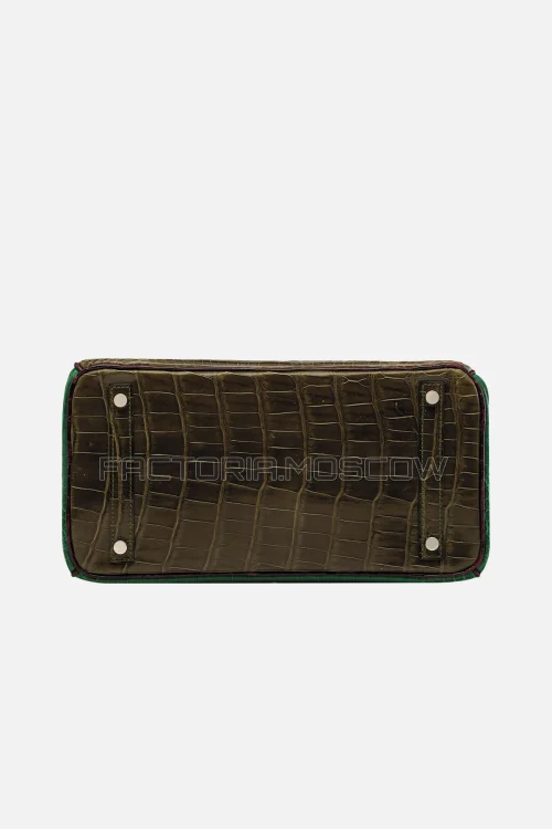 Hermes Birkin 30 Shiny Vert Veronese, Vert Emeraude, Bordeaux Porosus Crocodile PHW