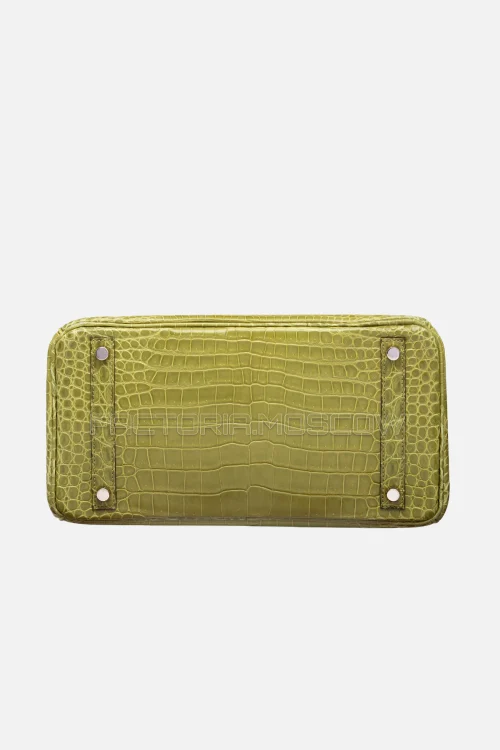 Hermes Birkin 30 Shiny Vert Anis Porosus Crocodile PHW