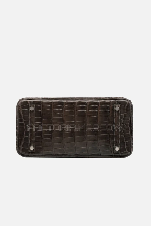 Hermes Birkin 30 Shiny Gris Fonce/Rose Scheherazade Niloticus Crocodile PHW