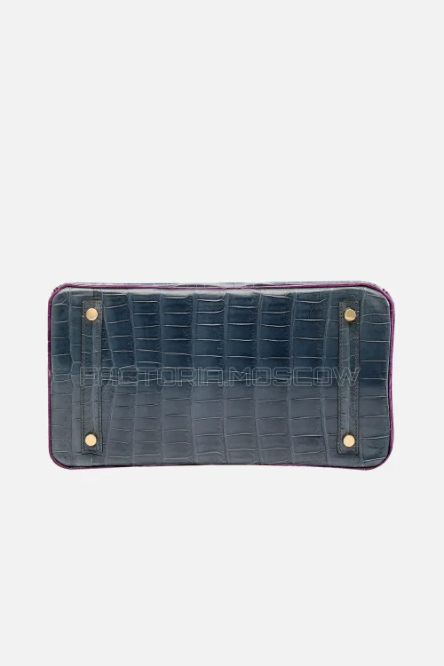 Hermes Birkin 30 Shiny Bleu Tempete, Black, Ultra Violet Niloticus Crocodile GHW