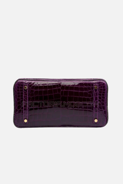 Hermes Birkin 30 Shiny Amethyste/Graphite Niloticus Crocodile With Brushed GHW
