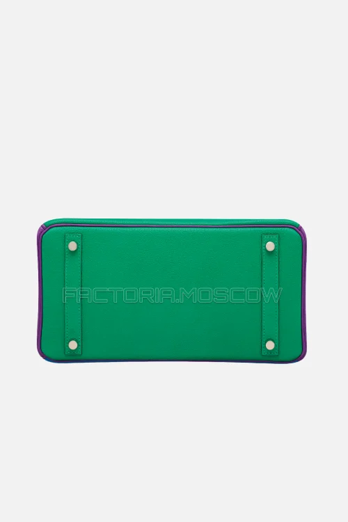 Hermes Birkin 30 Menthe, Bleu Électrique, Violet Chevre Brushed PHW