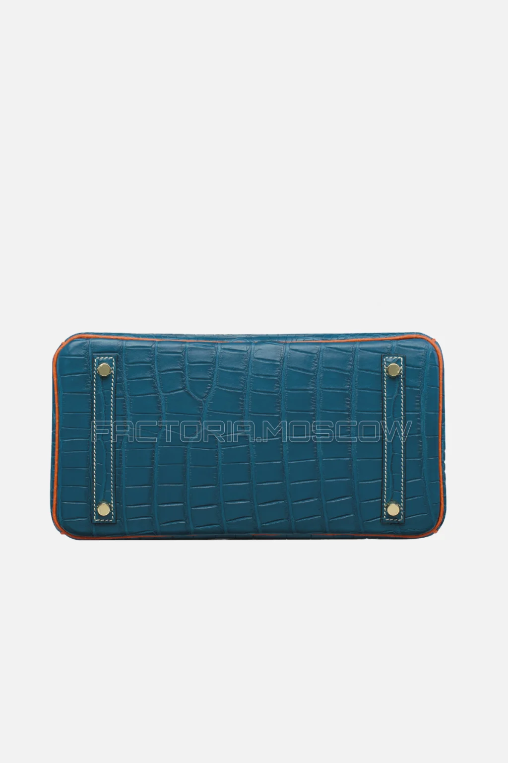 Hermes Birkin 30 Matte Bleu De Malte/Orange Alligator With Brushed GHW