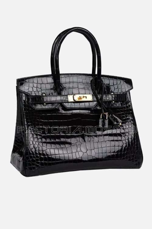 Hermès Birkin 30 Black Shiny Porosus Crocodile GHW