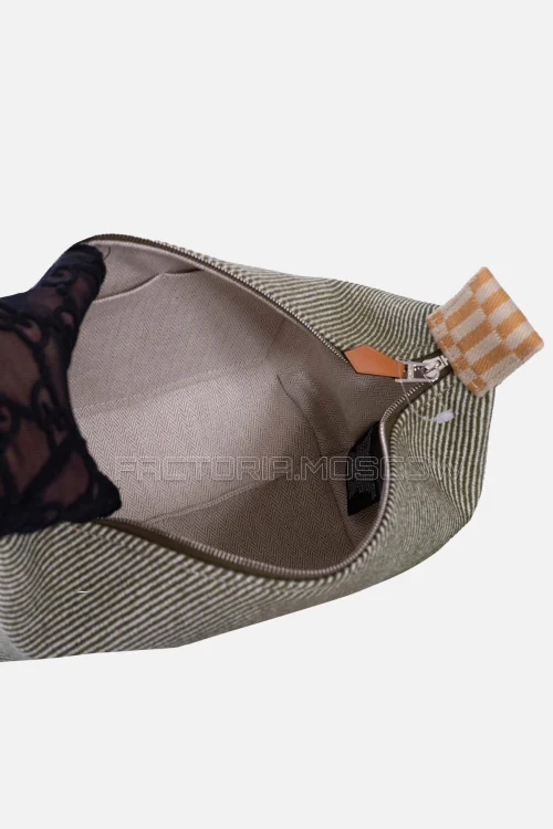 Hermes Bride-A-Brac GM H Natte Wool Vert Green Pouch PHW