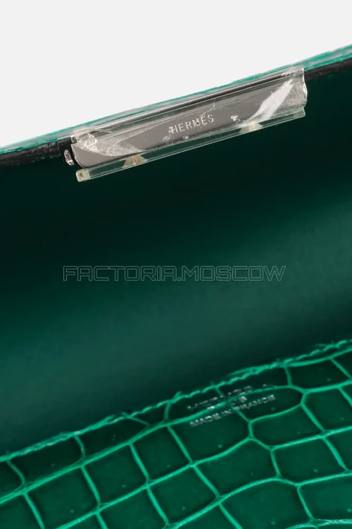 Hermes Constance Elan Vert Émeraude Porosus Lisse PHW