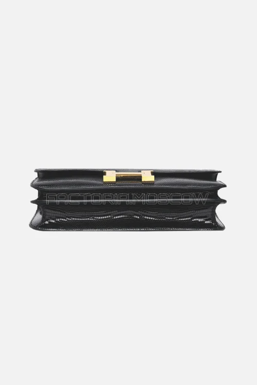 Hermes Constance Elan Shiny Black Niloticus Lizard GHW