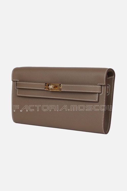 Hermès Kelly Wallet To Go Etoupe Evercolor GHW