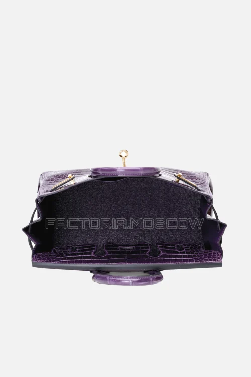 Hermes Birkin 25 Shiny Cassis Porosus Crocodile GHW