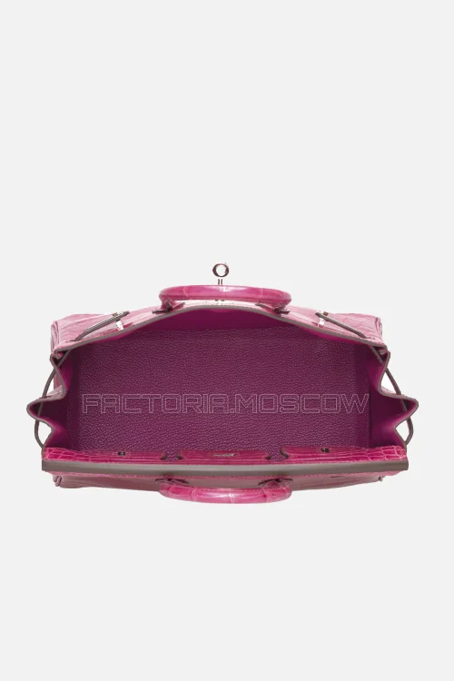 Hermes Birkin 25 Shiny Fuchsia Niloticus Crocodile PHW