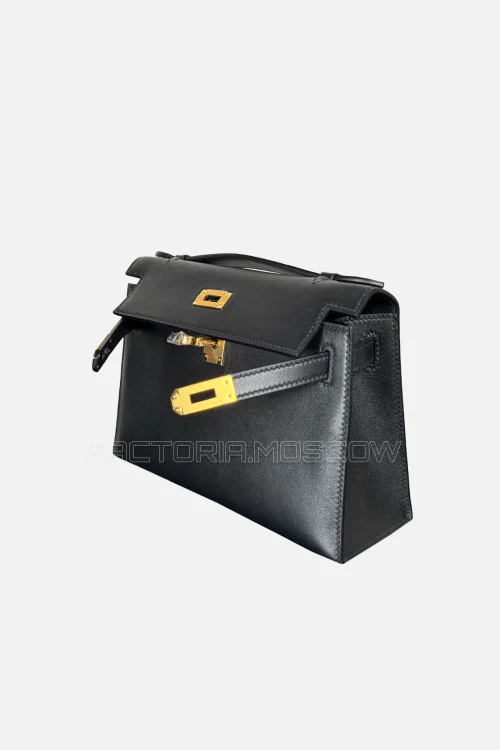 Hermes Kelly Pochette Swift Colour Black GHW